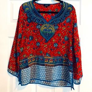 Tolani women’s silk tunic top multicolor boho